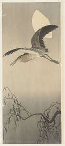 Garça e lua de Ohara Koson