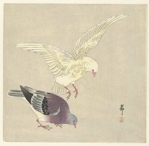 Dois pombos de Ohara Koson