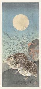 Duas codornizes numa lua cheia. de Ohara Koson