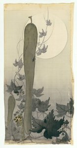Pepino selvagem com lua cheia de Ohara Koson