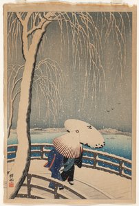 Guarda-chuvas na neve de Ohara Shoson