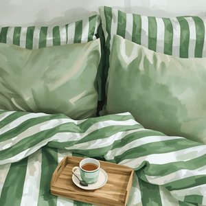 Cama aconchegante com riscas verdes de Ohkimiko