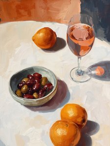 Mesa soalheira com rosé de Ohkimiko