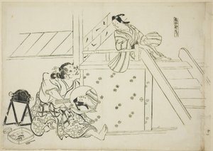 Uma Mulher Nomori (Onna Nomori), nº 11 de uma série de 12 estampas que retratam paródias de peças de Okumura Masanobu