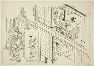 A Young Sanemori (Yaro Sanemori), não. 10 de uma série de 12 gravuras que retratam paródias de peças de Okumura Masanobu