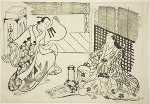 Todos os tipos de itens domésticos (Chodo zukushi), da série "Cenas famosas de peças de marionetes japonesas (Yamato irotake)" de Okumura Masanobu