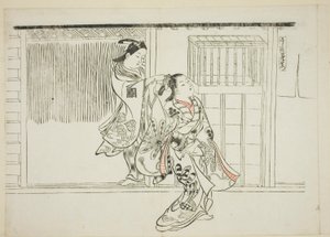 Pente Rashomon (Sashigushi Rashomon), no. 3 de uma série de 12 gravuras que representam paródias de peças de teatro de Okumura Masanobu