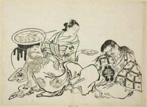Cortesão Plying Shojo com Sake, não. 4 de uma série de 12 impressões de Okumura Masanobu