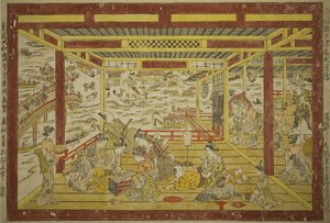 Apreciando o frio da noite perto da ponte de Ryogoku de Okumura Masanobu