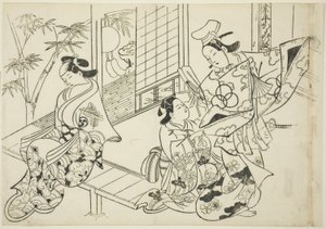 Narihira: The Mirror Scene (Narihira kagami no dan), da série "Cenas famosas de peças japonesas de marionetes (Yamato irotake)" de Okumura Masanobu