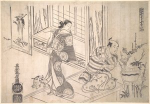Paródia da lenda de Xu You e Chao Fu de Okumura Masanobu