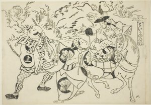 A Viagem de Teika (Taika no michiyuki), da série "Cenas Famosas de Peças de Marionetas Japonesas (Yamato irotake)" de Okumura Masanobu