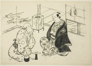 O capítulo Hahakigi de "The Tale of Genji" (Genji Hahakigi), de uma série de paródias de Genji de Okumura Masanobu