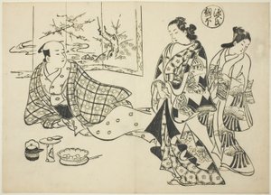 O capítulo Kiritsubo de "The Tale of Genji" (Genji Kiritsubo), de uma série de paródias de Genji de Okumura Masanobu