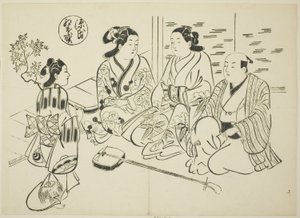 O capítulo Momiji-no-ga de "The Tale of Genji" (Genji Momiji-no-ga), de uma série de paródias de Genji de Okumura Masanobu