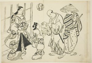 O capítulo Yugao de "The Tale of Genji" (Genji Yugao), de uma série de paródias de Genji de Okumura Masanobu