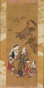 Yukihira e Dois Brinemaidens em Suma, século XVIII. de Okumura Masanobu