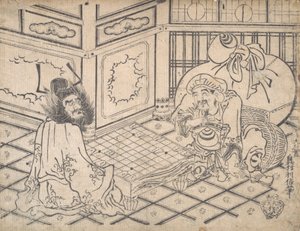 Daikoku e Shoki jogando xadrez, ca. 1730., c. 1730.