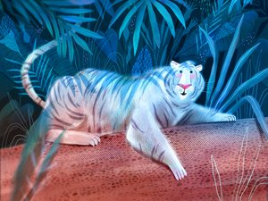 Tigre Branco da Selva Azul de Olga Skomorokhova