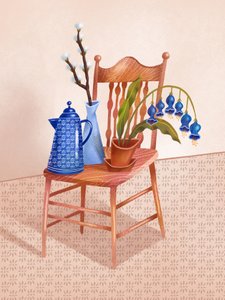 Cadeira «Natureza Morta Azul» de Olga Skomorokhova
