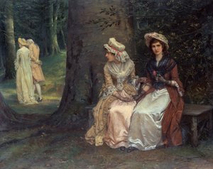 Amor não correspondido, uma cena de Muito Barulho por Nada (óleo sobre tela) de Oliver William Williams