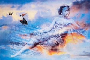 Entre as nuvens, 2021 (técnica mista sobre tela) de Olivia Gozzano