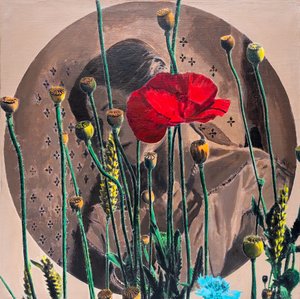 Retrato Eclipsado, 2021 (técnica mista sobre tela) de Olivia Gozzano