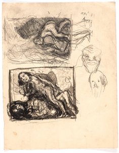 Estudos para "Macbeth e as bruxas" e para "Duas mulheres brigam por um homem" de Oluf Hartmann