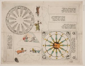 Placa de ilustração com círculo de almanaque e cinco versos
