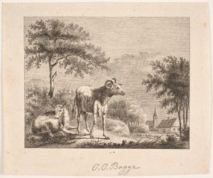paisagem com ovelhas de Oluf Olufsen Bagge