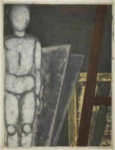 Manequim no estúdio de Onchi Kôshirô