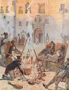 Napoleão testemunhando algumas de suas tropas relaxando em Burgos