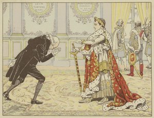 Na manhã de sua coroação, percebendo o notário de Josefina, Napoleão disse a ele, rindo: Bem, Maitre Ragideau, aqui está a capa! E aqui está a espada! de Onfray de Breville Job