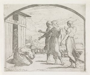 Abraão e os três anjos Pinturas na Loggia de Rafael (título da série) de Orazio Borgianni