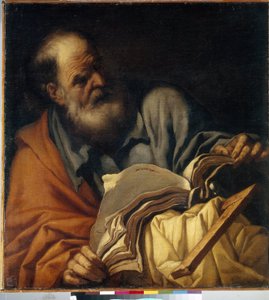 São Tomé, apóstolo. (São Tomé Apóstolo). Pintura de Orazio Borgianni (1578-1616), óleo sobre tela, arte italiana (Roma)