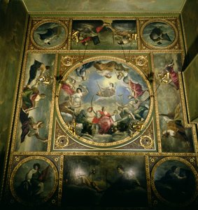 Arts and Sciences, 1636 (originalmente pintada para a Casa da Rainha em Greenwich, mas removida de lá pela Duquesa de Marlborough com a permissão da Rainha Anne) de Orazio Gentileschi