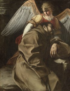 São Francisco amparado por um anjo, c.1607 (óleo sobre tela) de Orazio Gentileschi
