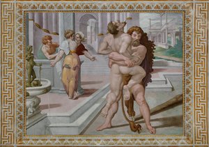 Hércules lutando contra Antaeus, detalhe