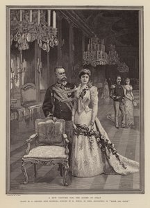 Vestido novo para Margarida de Saboia, rainha de Itália (gravura) de Oreste Cortazzo
