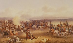 Um esquadrão do 10º hussardo derrota os russos em Tchernaya, 16 de agosto de 1855, c.1890