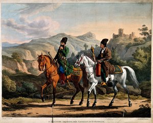 Persa fumando um cachimbo de água a cavalo, ca 1820