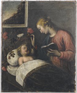 Nossa Senhora e o Menino (óleo sobre tela) de Orsola Maddalena Caccia