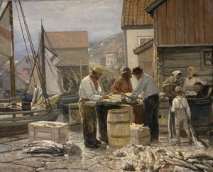 Fishmarket em Ålesund (óleo sobre tela)