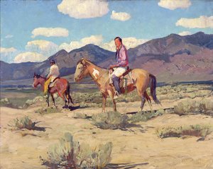 Bravos das montanhas de Taos (óleo sobre cartão)