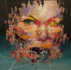 Distorted Color Model 2 , 2018-2025 (acrílico e óleo sobre tela) de Oscar Nin