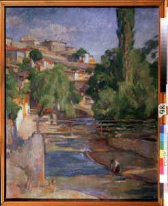 ""Paisagem com ponte e rio"" Pintura de Osip Emmanuilovich Braz (1872-1936) 1912 State Art Museum, Tomsk