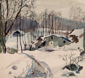 Paisagem de inverno em Pressbaum de Oskar Laske