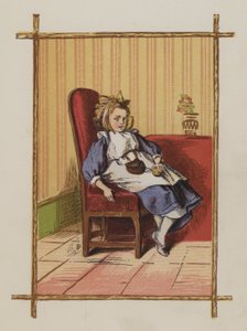 Menina sentada numa cadeira (cor litho) de Oskar Pletsch