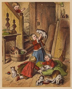 Gatinhos (litografia a cores) de Oskar Pletsch