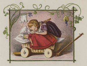 Garotinha beijando suas bonecas de boa noite (cor litho)